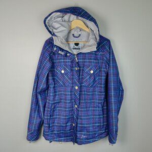 Nike Women's Bellevue Blue Plaid Snowboard Jacket Medium